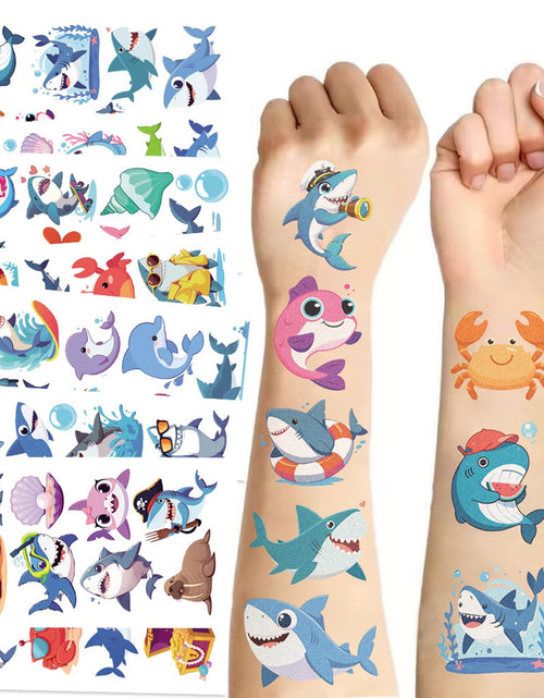 Load image into Gallery viewer, SBOBUY Shark Temporary Tattoos 10 Sheets Birthday Party Supplies Green

