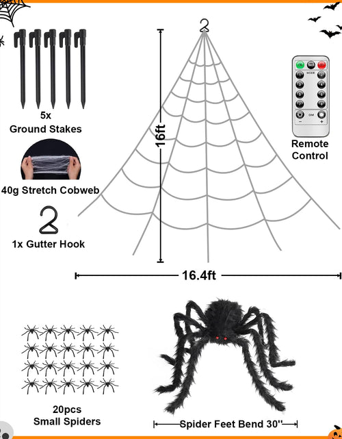 Load image into Gallery viewer, ECOHDT Brighter Spider Webs Halloween Lights 250 Purple LED 16.4Ft 8 Modes
