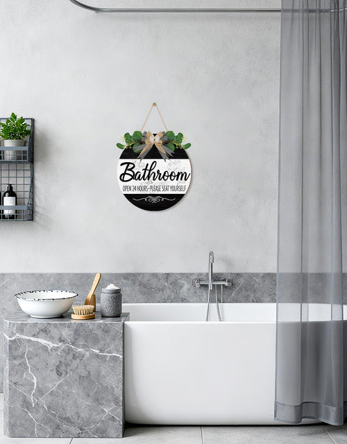 Load image into Gallery viewer, CHDITB Summer Bathroom Wooden Sign Tropical Palm Tree 11.4x11.4 in Portrait
