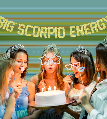 Zatain Big Scorpio Energy Banner Gold Horoscope Astrology Party Decor