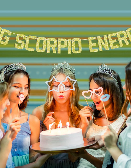 Load image into Gallery viewer, Zatain Big Scorpio Energy Banner Gold Horoscope Astrology Party Decor
