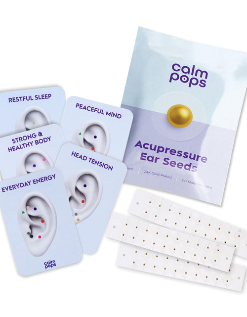 Load image into Gallery viewer, CalmPops Acupressure Ear Seeds Kit 24K Gold Plated 60 Units Immune Digestive
