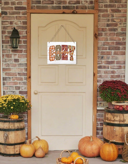 Load image into Gallery viewer, BELLOWDEER Hey There Pumpkin Rustic Wood Hanging Sign Fall Decor 8x10 Inches
