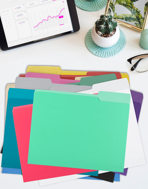 Load image into Gallery viewer, pmybupo 18-Pack Black Letter Size File Folders 1/3 Cut Tab Paper

