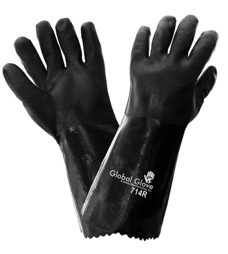 Double Dipped Black Chem Gloves 14" - 1 pair