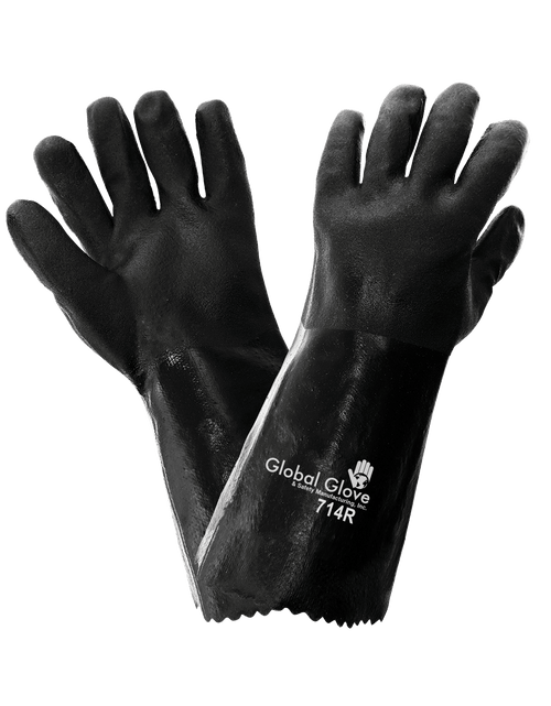 Load image into Gallery viewer, Double Dipped Black Chem Gloves 14" - 1 pair

