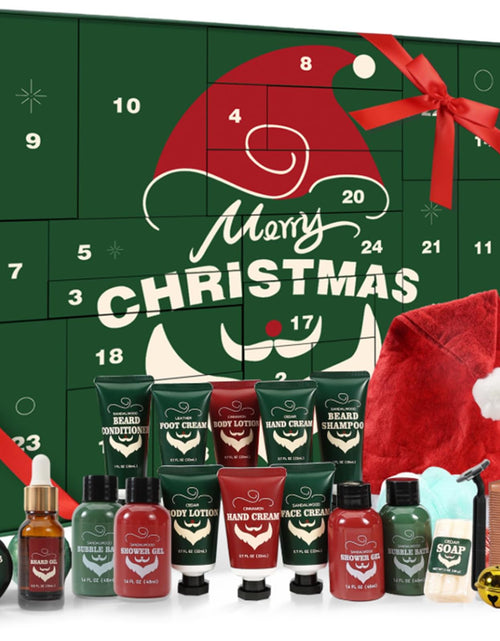Load image into Gallery viewer, Rinse &amp; Robust Advent Beauty Calendar 2025 Beard Care Kit 24 Days Red
