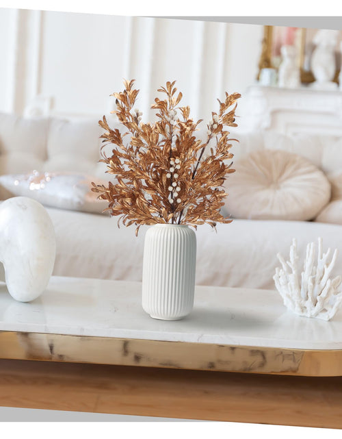 Load image into Gallery viewer, Giegxin 3 Pcs 30" Gold Leaf Christmas Tree Picks with White Berry
