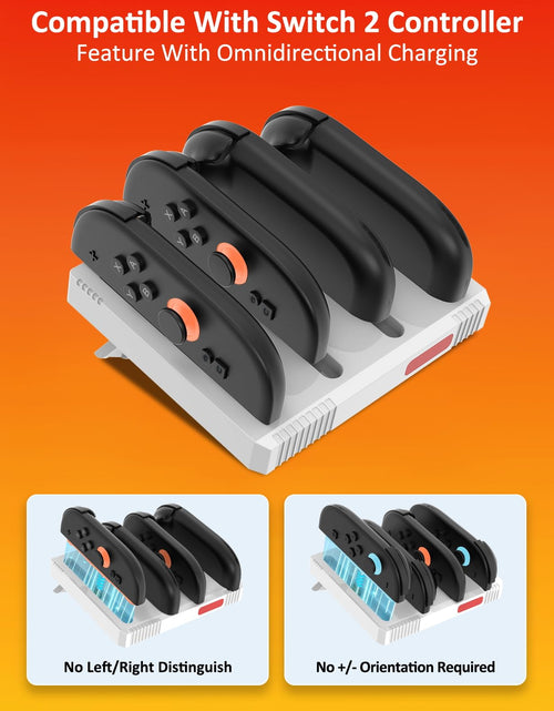 Load image into Gallery viewer, Eastfine Retro Style Nintendo Switch 2 Joy-Con Charger Station LED White Red
