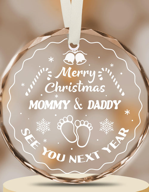 Load image into Gallery viewer, Vorruil Expecting Baby Pregnancy Announcement Heart Glass Ornament 1 Pc
