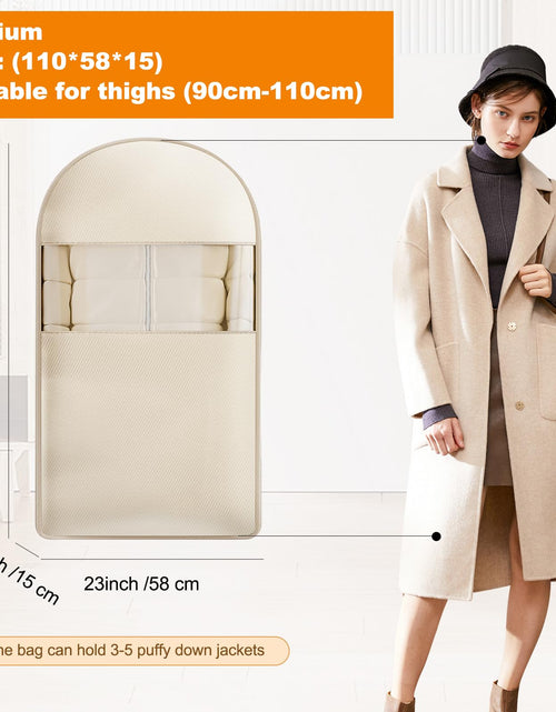 Load image into Gallery viewer, TPTAL Space Saving Hanging Garment Bag Beige with Self Compression Zipper
