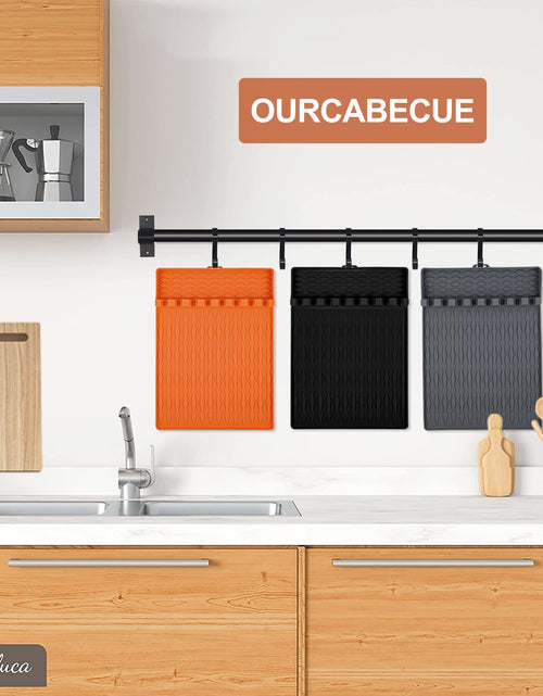 Load image into Gallery viewer, OURCABECUE Silicone Griddle Tools Mat Blackstone Gray 2PCS BBQ Utensils Holder
