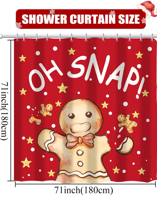 Load image into Gallery viewer, QIONG MENG Gingerbread Christmas Shower Curtain Fabric 71x71 Inch with Hooks
