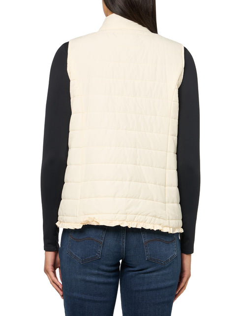 Load image into Gallery viewer, MULTIPLES Women's Plus Size Thru Collar Zip Pocket Quilted Vest, Winter White.

