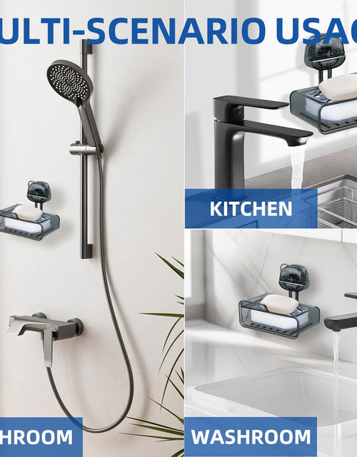 Load image into Gallery viewer, PUOPOSTY 2-Tier Soap Dish with Strong Suction Cup Black 1PCS Shower Holder
