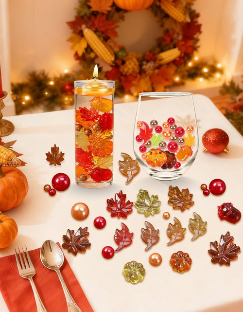 Load image into Gallery viewer, Chffcuh 130 PCS Thanksgiving Vase Fillers Fall Decor Acrylic Pumpkin Pearls
