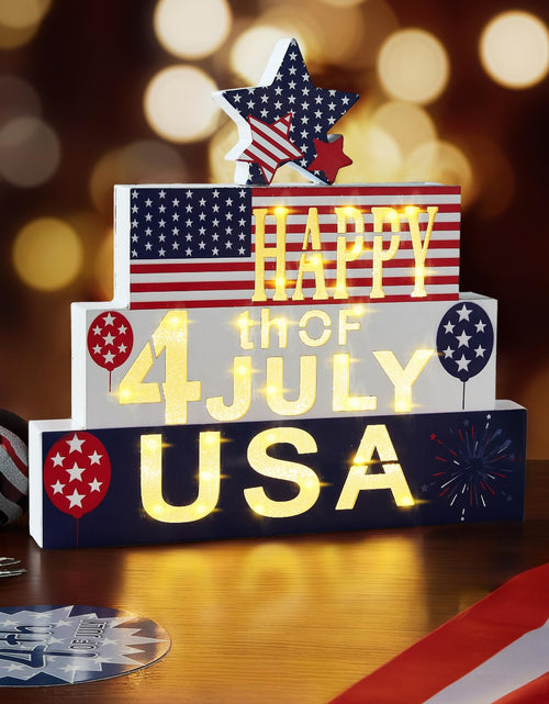 Load image into Gallery viewer, WBao Halloween Wooden Set 9.4in Glowing 3D Letter Battery Powered Red White Blue
