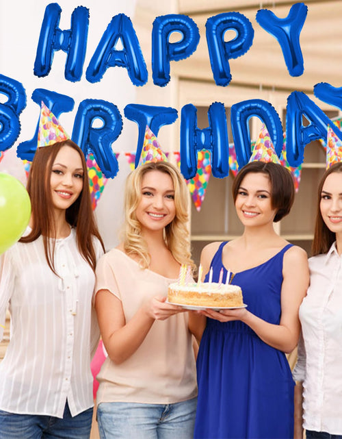 Load image into Gallery viewer, PIGETALE 16in Royal Blue Happy Birthday Balloon Banner 13pcs Aluminum
