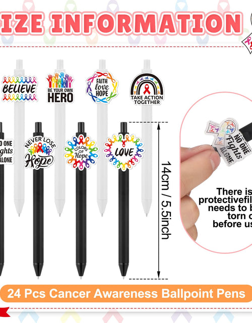 Load image into Gallery viewer, Epakh 24 Pcs Cancer Awareness Ribbon Ballpoint Pens Black Ink White Black
