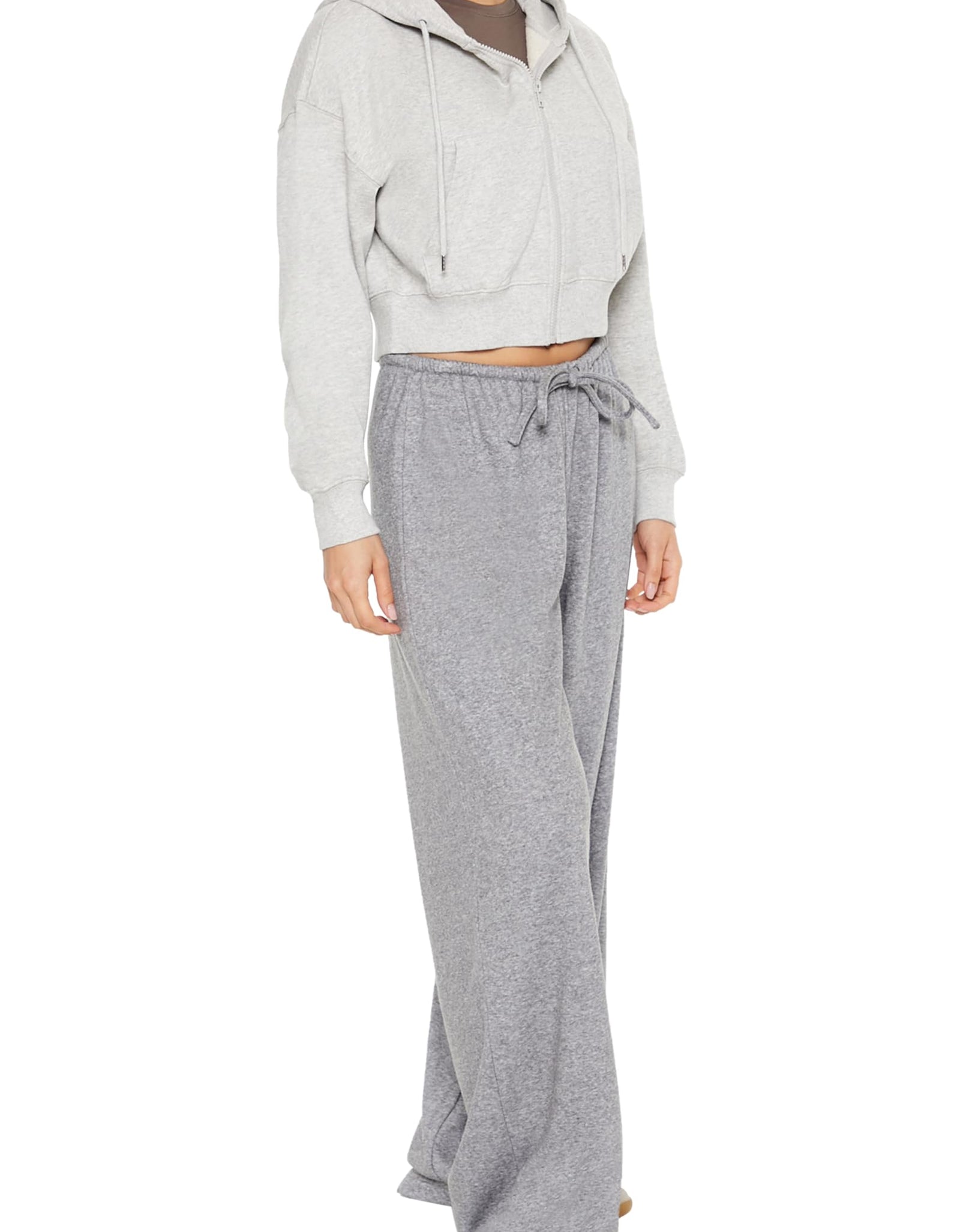 Forever 21 Ribbed Knit High-Rise Pants Dark Grey Size M