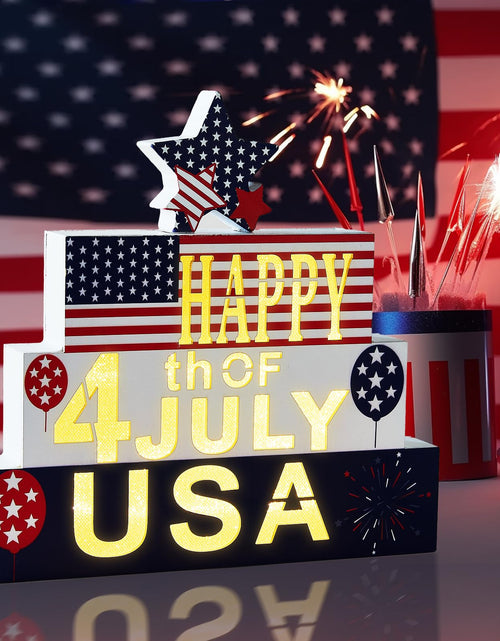 Load image into Gallery viewer, WBao Halloween Wooden Set 9.4in Glowing 3D Letter Battery Powered Red White Blue
