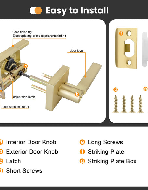 Load image into Gallery viewer, Goldenwarm Gold Dummy Door Handles Brushed Brass Levers 3 Pack
