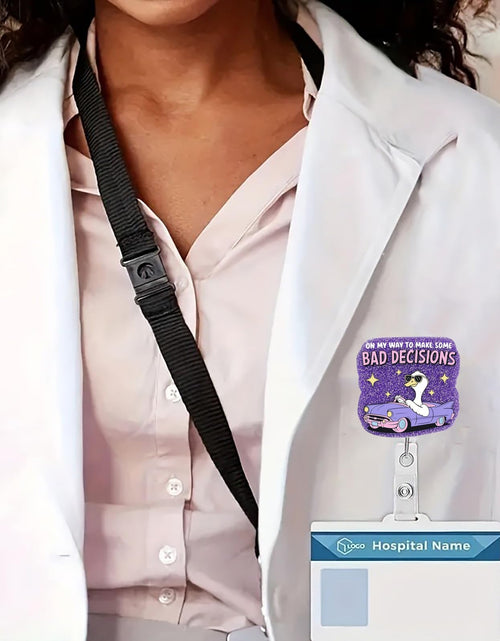 Load image into Gallery viewer, CHAONENG Funny Silly Goose Badge Reel Retractable Clip Medical Nurse Purple
