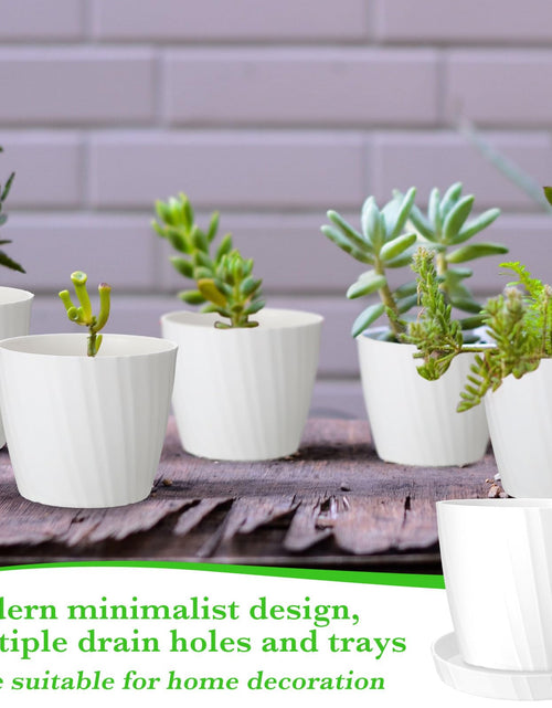 Load image into Gallery viewer, Layhit 30 Pcs 4.5 Inch White Plastic Plant Pots with Drainage Holes &amp; Saucers
