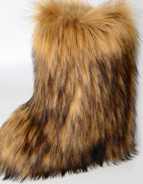 Load image into Gallery viewer, Valpeak Women's Snow Boots Knee High Flat Heel Faux Fur Natural Size 9
