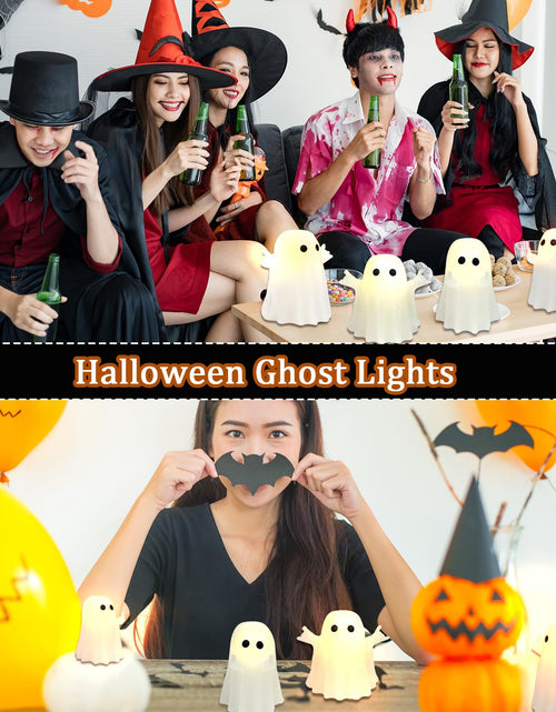 Load image into Gallery viewer, Nafhone Halloween Ghost Flameless LED Candles 4 Pack Real Wax White 8x7cm
