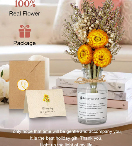JMHACHY Preserved Sunflower Gift for Mom Birthday Yellow Natural Fibers