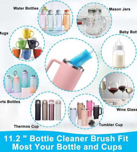 XANGNIER 3 Pack Stainless Steel Bottle Cleaner Brush Kit for Baby Bottles