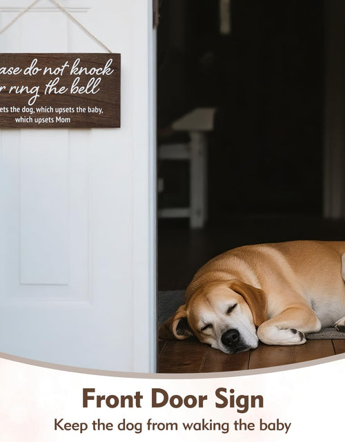 Load image into Gallery viewer, YEWANG Do Not Ring Doorbell Sign Wooden 12x6 Inch Brown with Ropes
