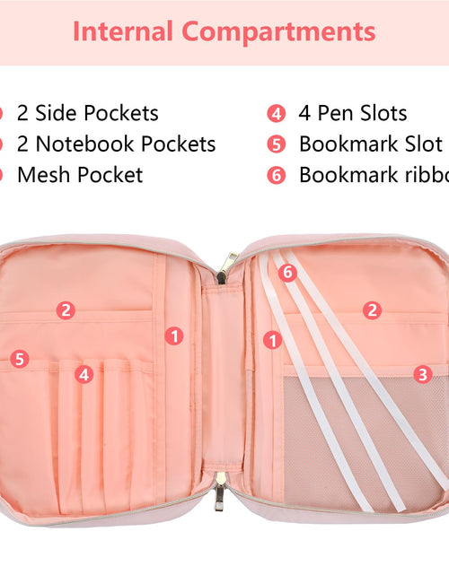 Load image into Gallery viewer, VICUTU Bible Cover Case for Women with Handle Pink Soft Quilted Carrying Bag
