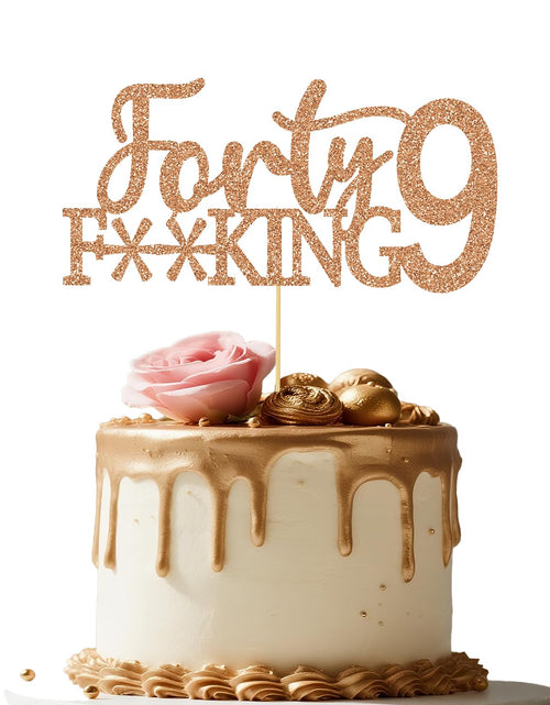 Load image into Gallery viewer, Glitter Rose Gold 49th Birthday Cake Topper Cheers to 49 Years Party Decor
