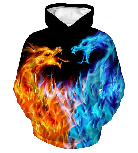 Zenzenze Fire Ice Dragon 3D Printed Hoodie Boys Girls Multicolor Size 6-16