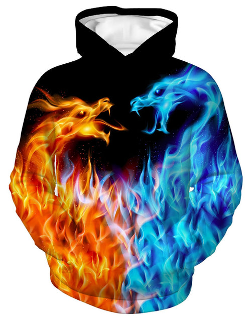 Load image into Gallery viewer, Zenzenze Fire Ice Dragon 3D Printed Hoodie Boys Girls Multicolor Size 6-16

