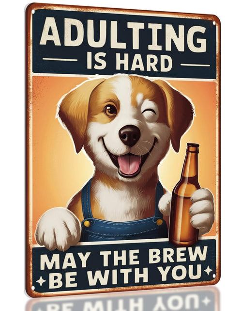 Load image into Gallery viewer, Opix Design Funny Metal Bar Sign Dog Beer Humorous Wall Decor 8.3x11in
