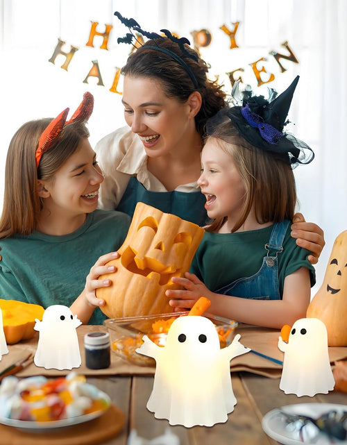 Load image into Gallery viewer, Nafhone Halloween Ghost Flameless LED Candles 4 Pack Real Wax White 8x7cm
