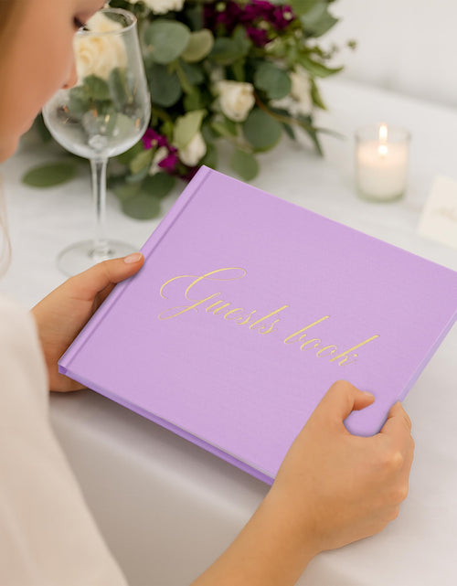 Load image into Gallery viewer, &amp;And Per Se Purple Wedding Guest Book Hardcover Memory Keepsake Album
