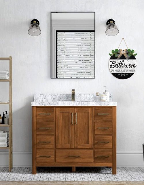 Load image into Gallery viewer, CHDITB Summer Bathroom Wooden Sign Tropical Palm Tree 11.4x11.4 in Portrait
