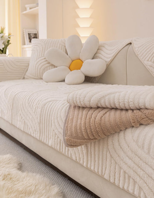 Load image into Gallery viewer, Aucrovee Plush Non Slip Sofa Cover 3 Cushion 36x63 White 1 PCS
