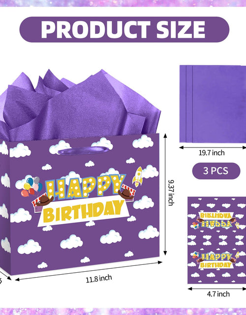 Load image into Gallery viewer, Purple Cloud Birthday Gift Bag with Card &amp; Tissue Party Baby Shower Decorations

