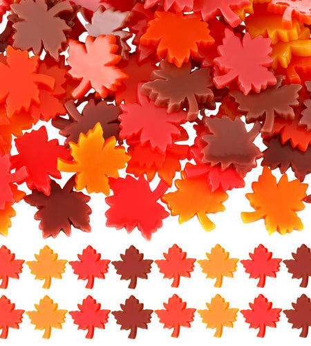 Soulchen 100 Pcs Mini Resin Maple Leaf Figurines Fall Yellow Orange Red