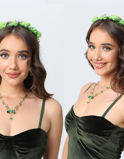 Load image into Gallery viewer, Xintorch Halloween Ivy Rave Leg Wraps Necklace Earrings Hairband Set Green
