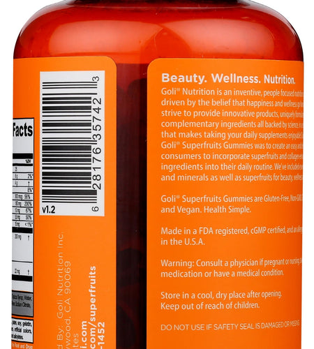 BestBy05/26 Goli Nutrition Superfruits Gummies Mixed Fruit 60 Count