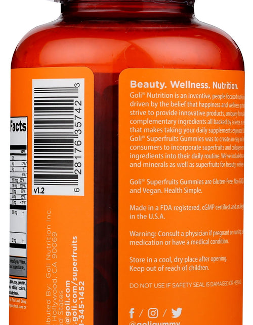 Load image into Gallery viewer, BestBy05/26 Goli Nutrition Superfruits Gummies Mixed Fruit 60 Count
