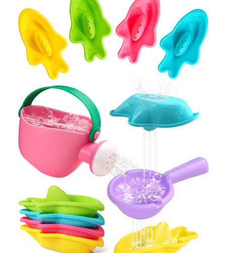 Fajiabao Toddler Bath Toys 6 PCS Colorful Stacking Boat Water Table