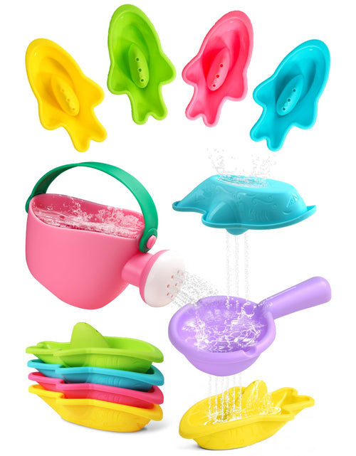 Load image into Gallery viewer, Fajiabao Toddler Bath Toys 6 PCS Colorful Stacking Boat Water Table
