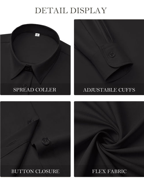 Load image into Gallery viewer, Gleeivy Womens Button Down Dress Shirt Long Sleeve Fitted Black Size XL
